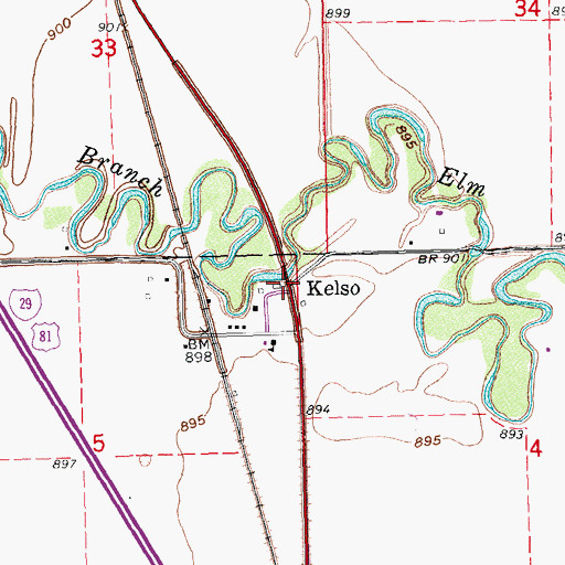 Topographic Map of Kelso, ND