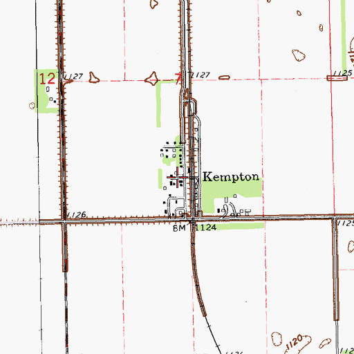 Topographic Map of Kempton, ND