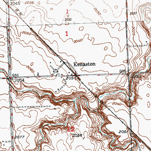 Topographic Map of Kenaston, ND