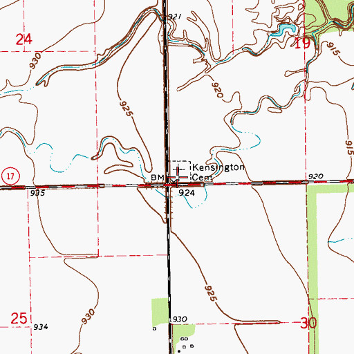 Topographic Map of Kensington Cemetery, ND