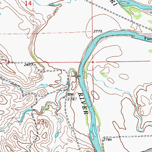 Topographic Map of Kid Creek, ND