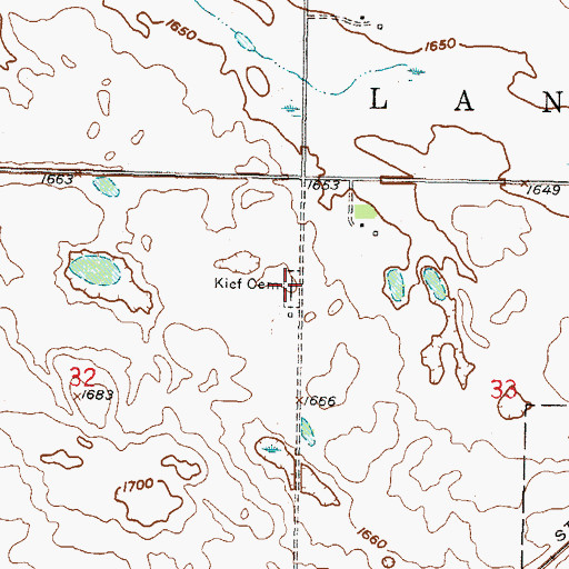 Topographic Map of Kief Cemetery, ND