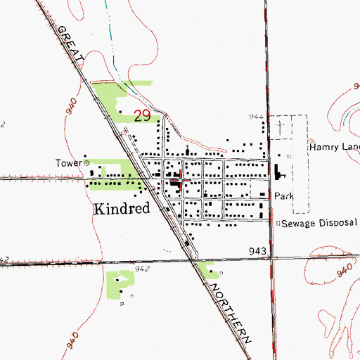 Topographic Map of Kindred, ND