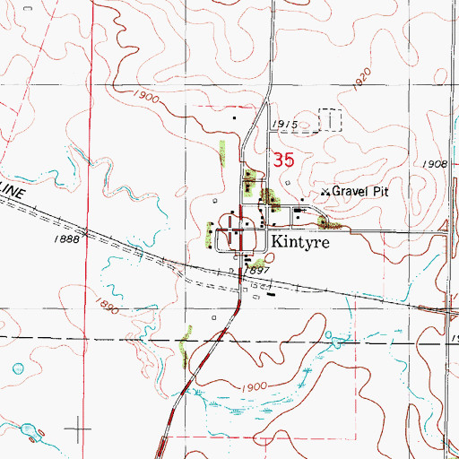 Topographic Map of Kintyre, ND