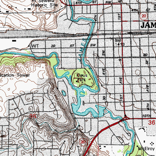 Topographic Map of Klaus Park, ND