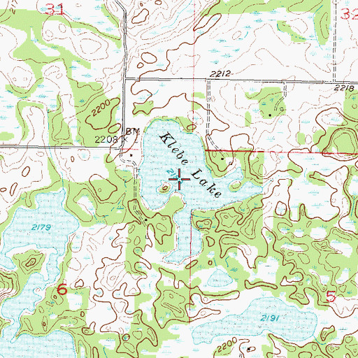 Topographic Map of Klebe Lake, ND