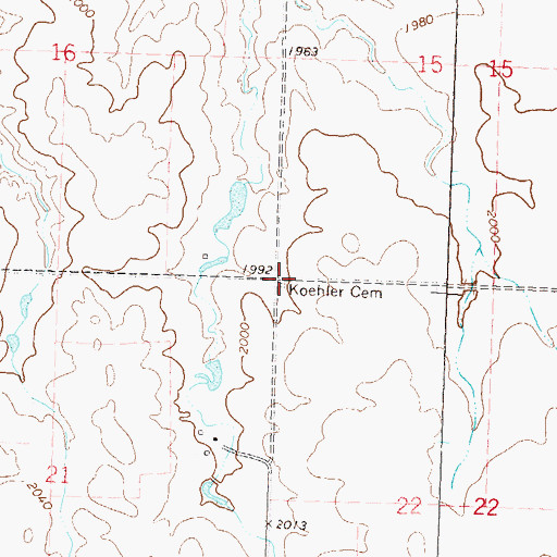 Topographic Map of Koehler Cemetery (historical), ND
