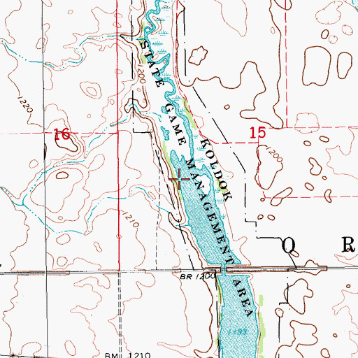 Topographic Map of Koldok State Game Management Area, ND