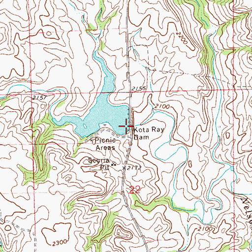 Topographic Map of Kota Ray Dam, ND
