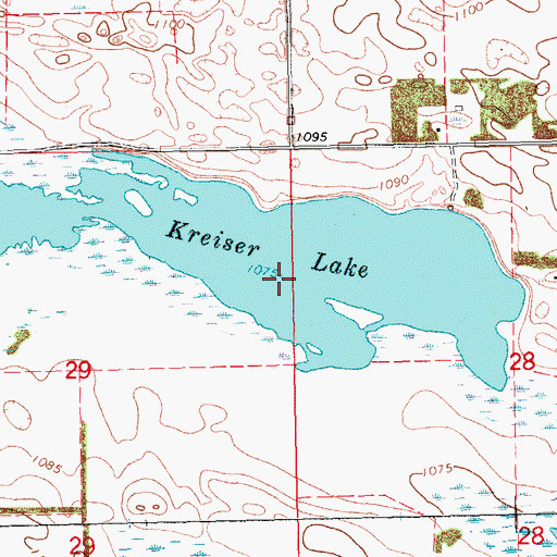 Topographic Map of Kreiser Lake, ND