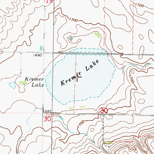 Topographic Map of Kremer Lake, ND