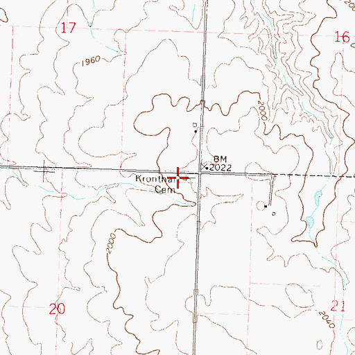 Topographic Map of Kronthal Cemetery, ND