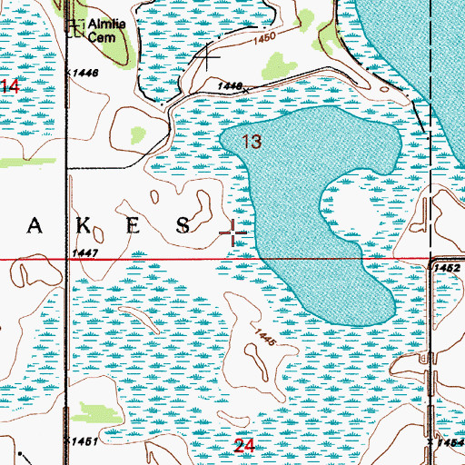 Topographic Map of Lake Alice National Wildlife Refuge, ND