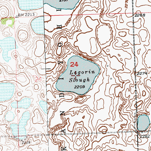 Topographic Map of Lagorin Slough, ND