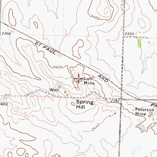 Topographic Map of Lah Mine, ND