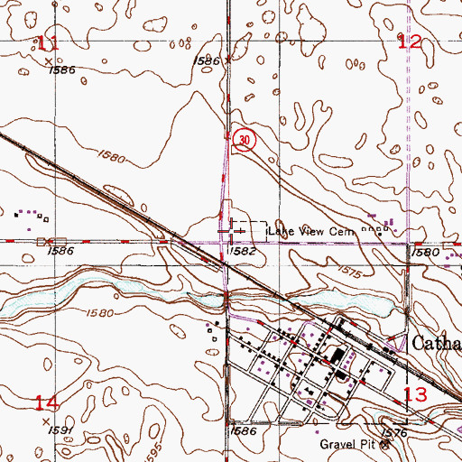Topographic Map of Lake View Cemetery, ND