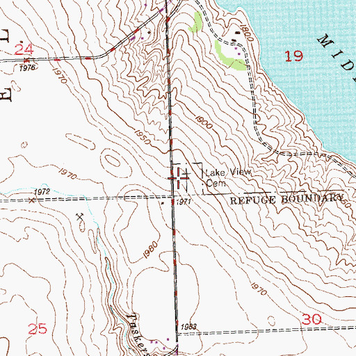 Topographic Map of Lake View Cemetery, ND