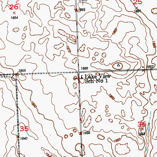 Topographic Map of Lake View School Number 1, ND