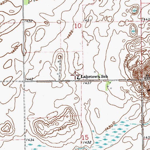 Topographic Map of Laketown School, ND