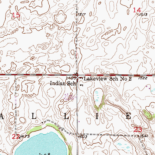 Topographic Map of Lakeview School Number 2, ND