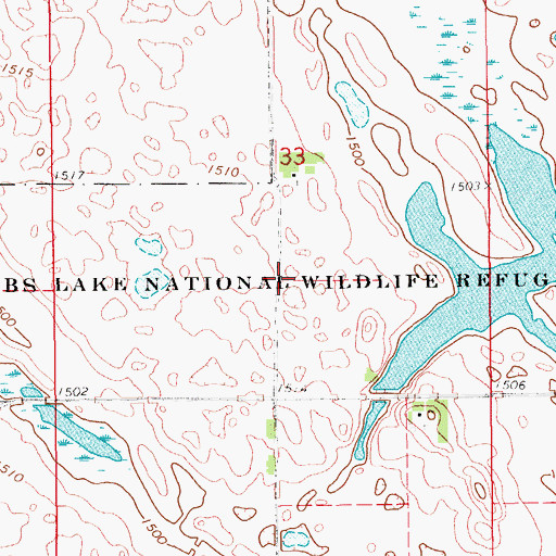 Topographic Map of Lambs Lake National Wildlife Refuge, ND