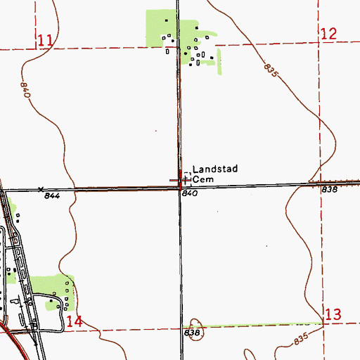 Topographic Map of Landstad Cemetery, ND
