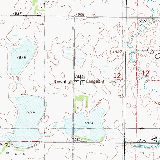 Topographic Map of Langedahl Cemetery, ND