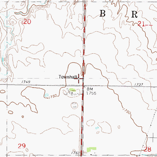 Topographic Map of Langridge School, ND