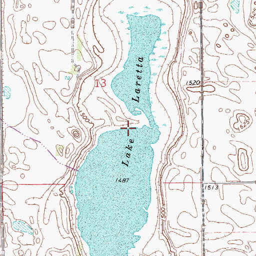 Topographic Map of Lake Laretta, ND