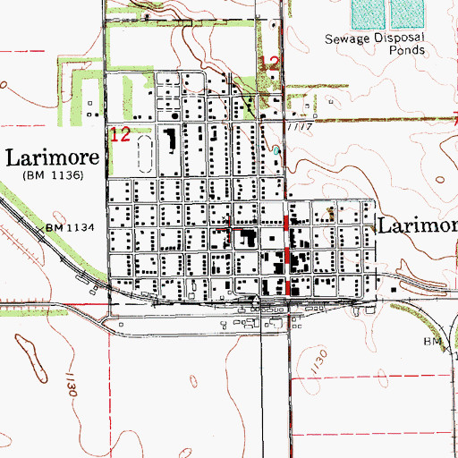Topographic Map of Larimore, ND