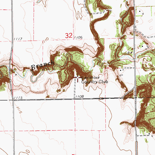 Topographic Map of Larimore Country Club, ND