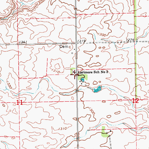 Topographic Map of Larimore School Number 2, ND