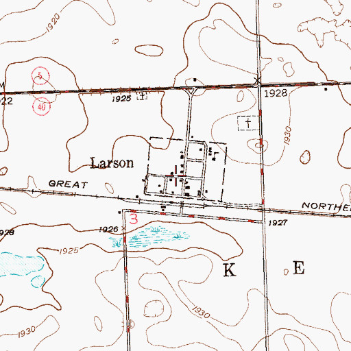 Topographic Map of Larson, ND