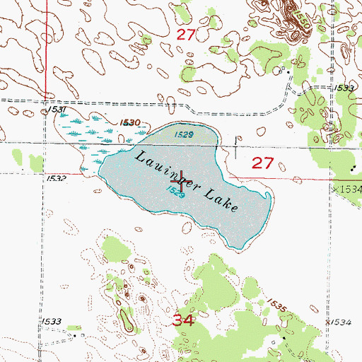 Topographic Map of Lauinger Lake, ND