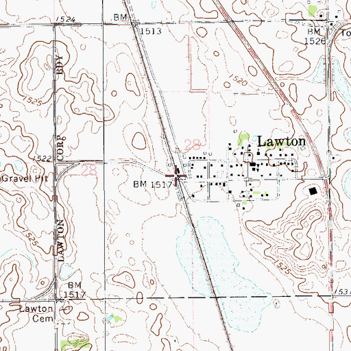 Topographic Map of Lawton, ND
