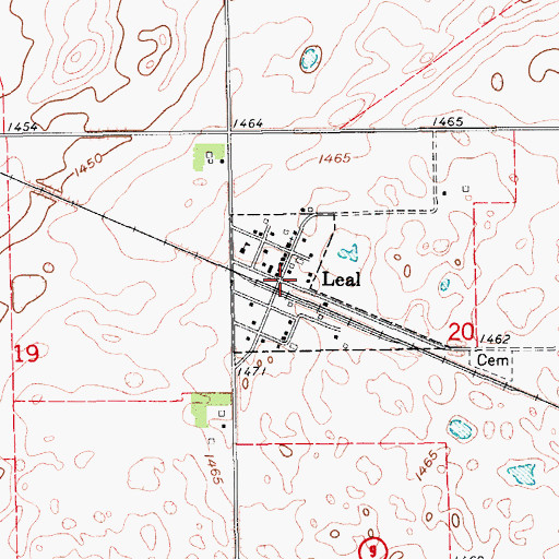 Topographic Map of Leal, ND
