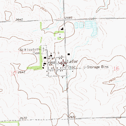 Topographic Map of Lefor, ND
