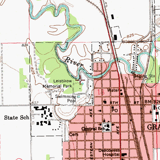 Topographic Map of Leistikow Memorial Park, ND