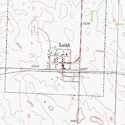 Topographic Map of Leith, ND