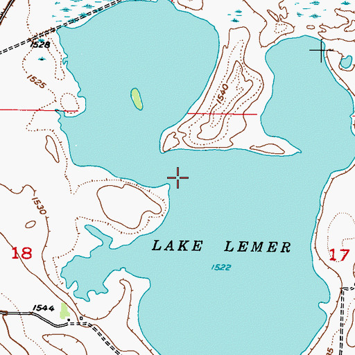 Topographic Map of Lake Lemer, ND