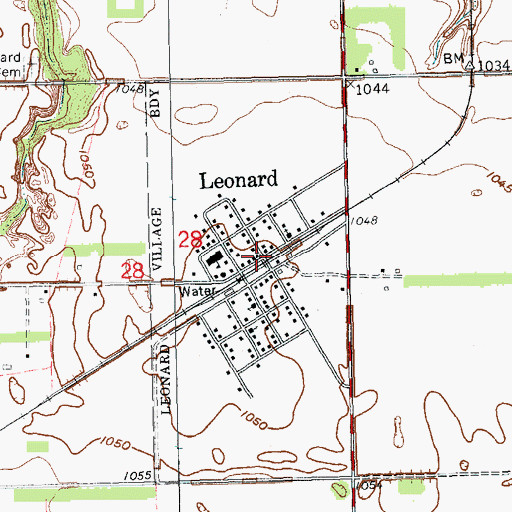 Topographic Map of Leonard, ND