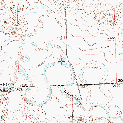 Topographic Map of Lightning Creek, ND