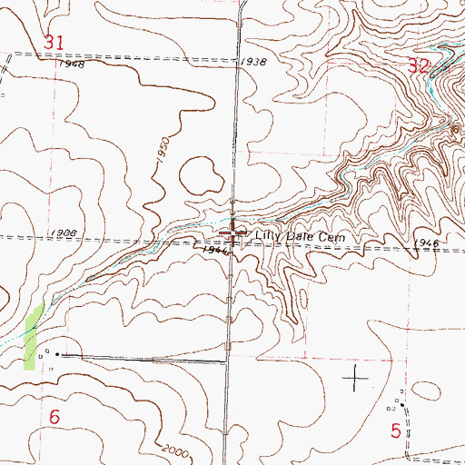 Topographic Map of Lilly Dale Cemetery, ND