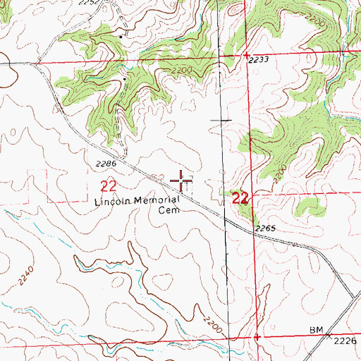 Topographic Map of Lincoln Memorial Cemetery, ND