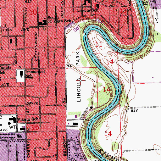 Topographic Map of Lincoln Park, ND