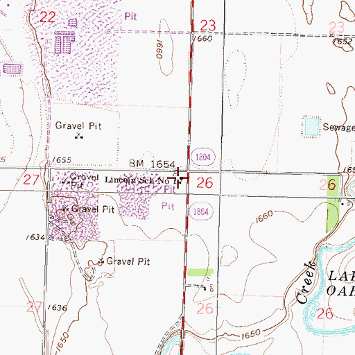 Topographic Map of Lincoln School Number 1, ND