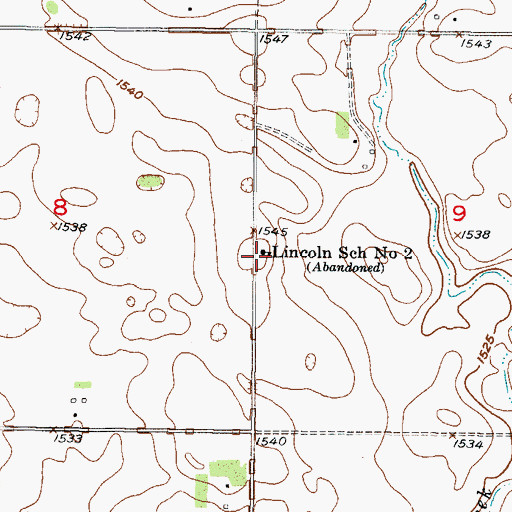 Topographic Map of Lincoln School Number 2, ND