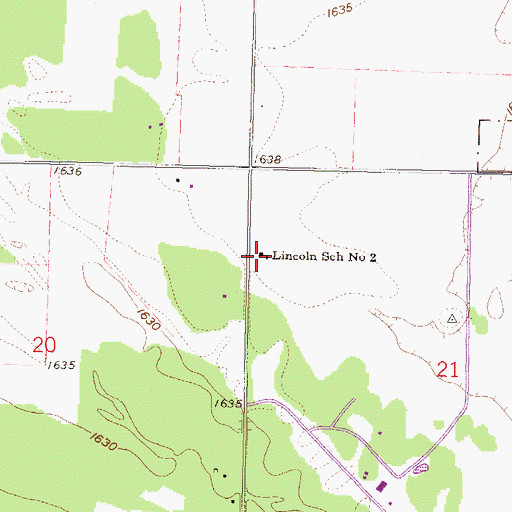 Topographic Map of Lincoln School Number 2, ND