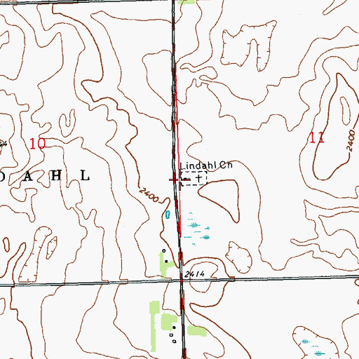 Topographic Map of Lindahl Church, ND