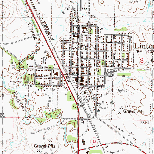 Topographic Map of Linton, ND